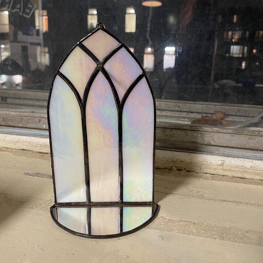 Stained Glass Incense Holder - White Luminescent Glass